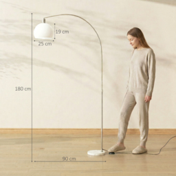 HOMCOM Floor Lamp for Living Room, Modern Standing Lamp with Shade & Foot Switch for Bedroom, Office, White - thumbnail 3