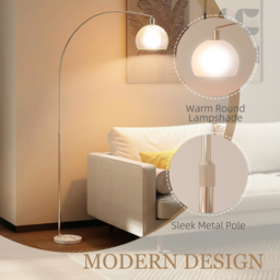 HOMCOM Floor Lamp for Living Room, Modern Standing Lamp with Shade & Foot Switch for Bedroom, Office, White - thumbnail 4