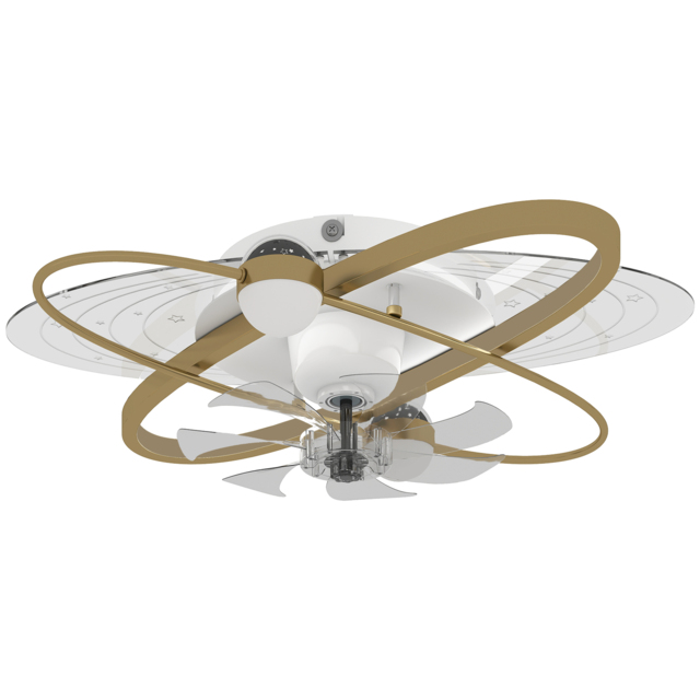 HOMCOM Ceiling Fan with Light and Remote, 3 Colour Temperatures, LED Mount Ceiling Fan Light for Bedroom, Gold Tone - image 1