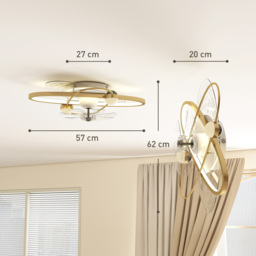 HOMCOM Ceiling Fan with Light and Remote, 3 Colour Temperatures, LED Mount Ceiling Fan Light for Bedroom, Gold Tone - thumbnail 3