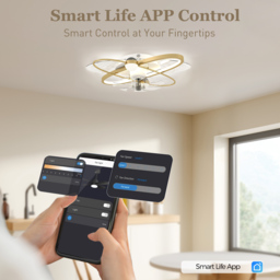 HOMCOM Ceiling Fan with Light and Remote, 3 Colour Temperatures, LED Mount Ceiling Fan Light for Bedroom, Gold Tone - thumbnail 4