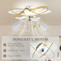 HOMCOM Ceiling Fan with Light and Remote, 3 Colour Temperatures, LED Mount Ceiling Fan Light for Bedroom, Gold Tone - thumbnail 7