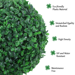 Outsunny Set of 2 Artificial Boxwood Ball Topiary Trees Potted Decorative Plant Outdoor and Indoor Décor (112cm) - Aosom UK - thumbnail 6