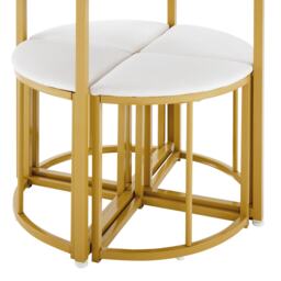 Dining Table and Chairs with 4 Velvet Chairs, MDF Top, Gold-Plated Iron Frame, Ideal for Living Room, 80L x 80W x 75H cm, White+Gold - Aosom UK - thumbnail 9