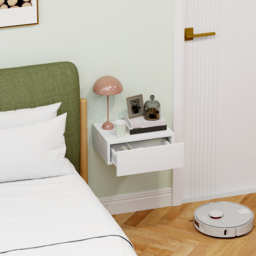 HOMCOM Floating Bedside Table, Wall-Mounted Nightstand with Storage Drawer, Small Side End Table for Bedroom, White - thumbnail 8