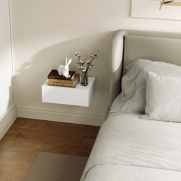 HOMCOM Floating Bedside Table, Wall-Mounted Nightstand with Storage Drawer, Small Side End Table for Bedroom, White - thumbnail 9