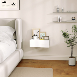 HOMCOM Floating Bedside Table, Wall-Mounted Nightstand with Storage Drawer, Small Side End Table for Bedroom, White - thumbnail 7