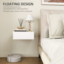 HOMCOM Floating Bedside Table, Wall-Mounted Nightstand with Storage Drawer, Small Side End Table for Bedroom, White - thumbnail 4