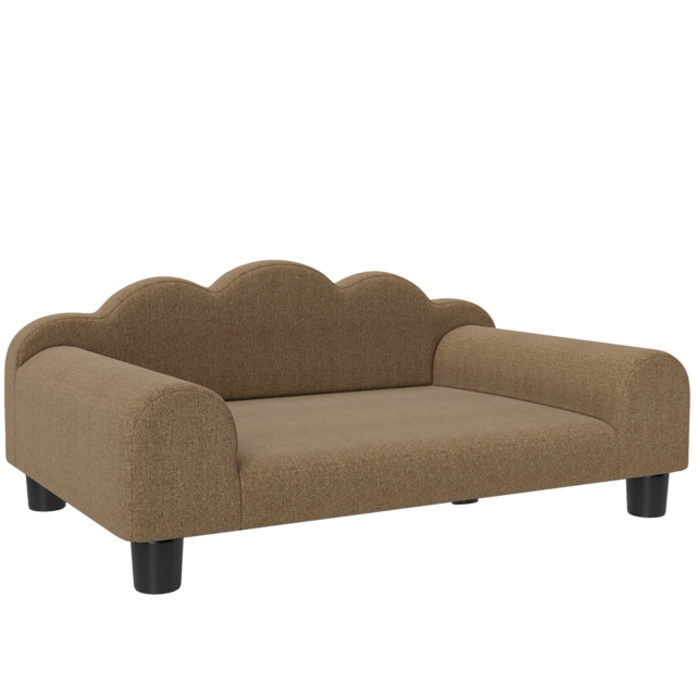 PawHut Elevated Dog Sofa Bed, Breathable Pet Sofa with Backrest and Armrest for Small Dogs, Brown - image 1