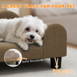 PawHut Elevated Dog Sofa Bed, Breathable Pet Sofa with Backrest and Armrest for Small Dogs, Brown - thumbnail 6