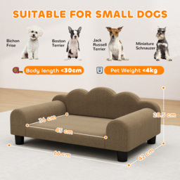 PawHut Elevated Dog Sofa Bed, Breathable Pet Sofa with Backrest and Armrest for Small Dogs, Brown - thumbnail 3
