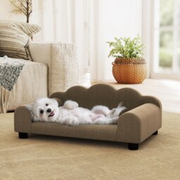 PawHut Elevated Dog Sofa Bed, Breathable Pet Sofa with Backrest and Armrest for Small Dogs, Brown - thumbnail 8