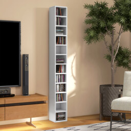 HOMCOM 204 CD Storage Unit, DVD Storage Tower with 12 Cubes, 175cm Tall Bookcase for Living Room, Home Office, Study Room, White - Aosom UK - thumbnail 8