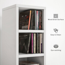 HOMCOM 204 CD Storage Unit, DVD Storage Tower with 12 Cubes, 175cm Tall Bookcase for Living Room, Home Office, Study Room, White - Aosom UK - thumbnail 5