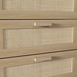 HOMCOM Chest of Drawers, 6-Drawer Dresser, Tall Storage Drawer Unit with Rattan Element for Bedroom, Living Room, Oak - thumbnail 8
