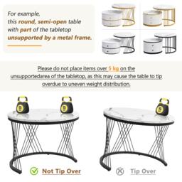 2 Piece Versatile High Gloss Round Nesting Coffee Table Set with Marble Top, Living Room Centre Tables with Storage Drawers, Gold+White - Aosom.UK - thumbnail 7