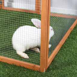 PawHut 6ft Wooden Spacious Rabbit Hutch with Wire Mesh Openable Roof Play Space for Outdoor Natural Wood Finish - Aosom UK - thumbnail 9