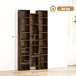 HOMCOM 21-Compartment Bookshelf - Brown - thumbnail 3