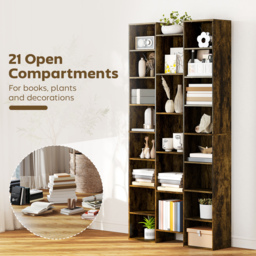 HOMCOM 21-Compartment Bookshelf - Brown - thumbnail 4