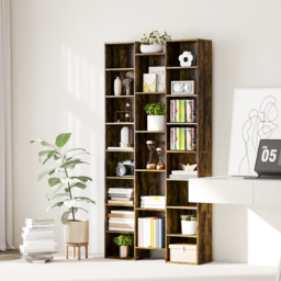 HOMCOM 21-Compartment Bookshelf - Brown - thumbnail 7