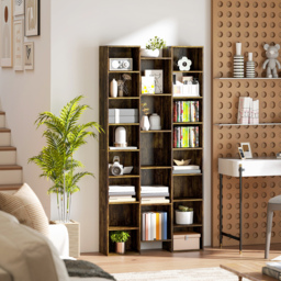 HOMCOM 21-Compartment Bookshelf - Brown - thumbnail 9
