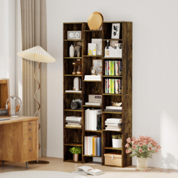 HOMCOM 21-Compartment Bookshelf - Brown - thumbnail 2