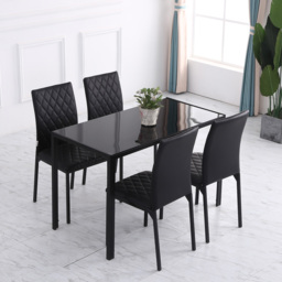 HOMCOM Modern Dining Chairs with Metal Legs, Set of 4 Leather Dining Chairs, Upholstered Faux Leather Accent Chairs for Kitchen, Black - Aosom UK - thumbnail 6