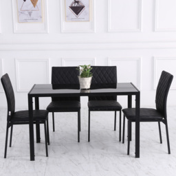 HOMCOM Modern Dining Chairs with Metal Legs, Set of 4 Leather Dining Chairs, Upholstered Faux Leather Accent Chairs for Kitchen, Black - Aosom UK - thumbnail 7