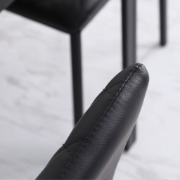 HOMCOM Modern Dining Chairs with Metal Legs, Set of 4 Leather Dining Chairs, Upholstered Faux Leather Accent Chairs for Kitchen, Black - Aosom UK - thumbnail 8