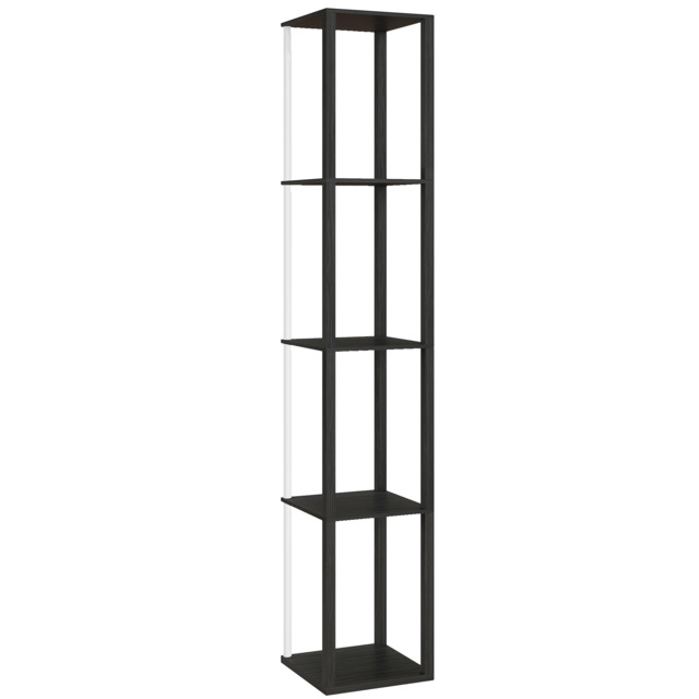 HOMCOM RGB LED Floor Lamp with Shelves, Modern Dimmable Standing Lamp with Remote Control, Adjustable Brightness & Speed for Living Room, Bedroom, Office, Black - image 1