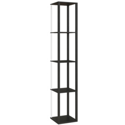 HOMCOM RGB LED Floor Lamp with Shelves, Modern Dimmable Standing Lamp with Remote Control, Adjustable Brightness & Speed for Living Room, Bedroom, Office, Black - thumbnail 1