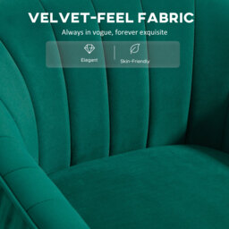 HOMCOM Velvet-Feel Tub Armchair, with Gold Tone Legs - Green - thumbnail 6