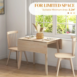 HOMCOM Folding Wood Tables, Extendable Kitchen Table for Small Space, Drop Leaf Dining Table for 2-4 People, Natural Wood Finish - Aosom UK - thumbnail 6