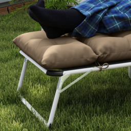 Outsunny Sun Lounger Cushion Only, 190x56x10cm Garden Lounge Chair Cushion, UPF20+ 220gsm Fabric, Thick Sunbed Replacement Cushion with 6 Ties, Khaki - thumbnail 9