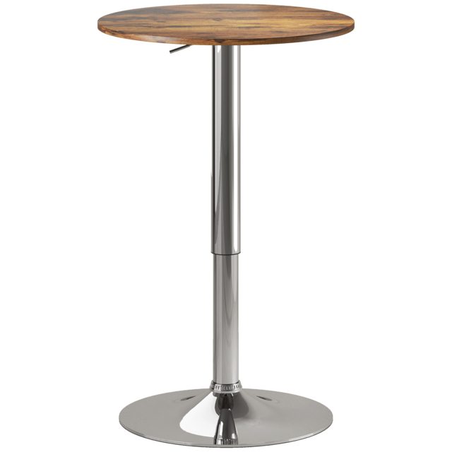 HOMCOM Round Bar Table, 360 Degree Swivel Counter Pub Table with Adjustable Height, for Kitchen, Cafe, Rustic Brown - image 1
