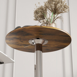 HOMCOM Round Bar Table, 360 Degree Swivel Counter Pub Table with Adjustable Height, for Kitchen, Cafe, Rustic Brown - thumbnail 9