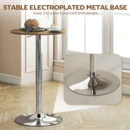 HOMCOM Round Bar Table, 360 Degree Swivel Counter Pub Table with Adjustable Height, for Kitchen, Cafe, Rustic Brown - thumbnail 6