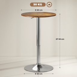 HOMCOM Round Bar Table, 360 Degree Swivel Counter Pub Table with Adjustable Height, for Kitchen, Cafe, Rustic Brown - thumbnail 3