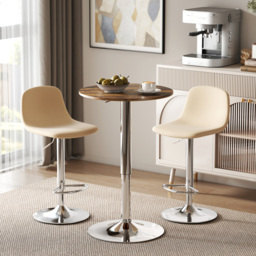 HOMCOM Round Bar Table, 360 Degree Swivel Counter Pub Table with Adjustable Height, for Kitchen, Cafe, Rustic Brown - thumbnail 2