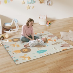 AIYAPLAY Animal-Themed Baby Plat Mat Double Sided, Foldable, Water-Resistant for Outdoor/Indoor, 177 x 146 x 1.5cm - thumbnail 2