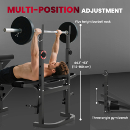 SPORTNOW Adjustable Weight Bench with Bench Press Rack, Preacher Curl Bench, Leg Extension and Lat Pull Down Machine, Incline or Flat Workout Bench for Home Gym Strength Training Weight Lifting - thumbnail 5