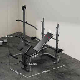 SPORTNOW Adjustable Weight Bench with Bench Press Rack, Preacher Curl Bench, Leg Extension and Lat Pull Down Machine, Incline or Flat Workout Bench for Home Gym Strength Training Weight Lifting - thumbnail 3