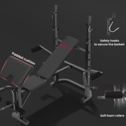 SPORTNOW Adjustable Weight Bench with Bench Press Rack, Preacher Curl Bench, Leg Extension and Lat Pull Down Machine, Incline or Flat Workout Bench for Home Gym Strength Training Weight Lifting - thumbnail 7