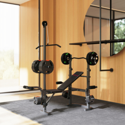 SPORTNOW Adjustable Weight Bench with Bench Press Rack, Preacher Curl Bench, Leg Extension and Lat Pull Down Machine, Incline or Flat Workout Bench for Home Gym Strength Training Weight Lifting - thumbnail 8
