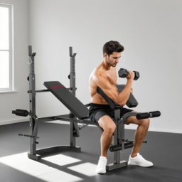 SPORTNOW Adjustable Weight Bench with Bench Press Rack, Preacher Curl Bench, Leg Extension and Lat Pull Down Machine, Incline or Flat Workout Bench for Home Gym Strength Training Weight Lifting - thumbnail 2