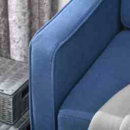 HOMCOM Modern Loveseat Sofa, Compact 2 Seater Sofa with Hidden Storage, 117cm Tufted Cotton Couch with Wood Legs, Blue - thumbnail 9