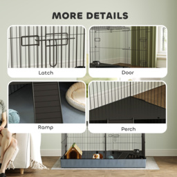 PawHut 2 in 1 Guinea Pig Cage, Rabbit Cage Pet Playpen with 2 Separate Area, Waterproof Oxford Fabric Floor for Hedgehogs - thumbnail 7