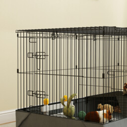 PawHut 2 in 1 Guinea Pig Cage, Rabbit Cage Pet Playpen with 2 Separate Area, Waterproof Oxford Fabric Floor for Hedgehogs - thumbnail 8