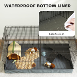 PawHut 2 in 1 Guinea Pig Cage, Rabbit Cage Pet Playpen with 2 Separate Area, Waterproof Oxford Fabric Floor for Hedgehogs - thumbnail 6