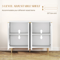 HOMCOM Sideboard Buffet Cabinet, Modern Kitchen Storage Cabinet with Adjustable Shelves, Kitchen Sideboard for Living Room Hallway, White - thumbnail 5